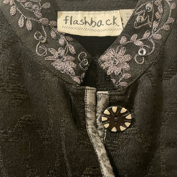 Flashback Black Button Front Stand Up Collar Embroidered Beaded Jacket - Picture 11 of 11